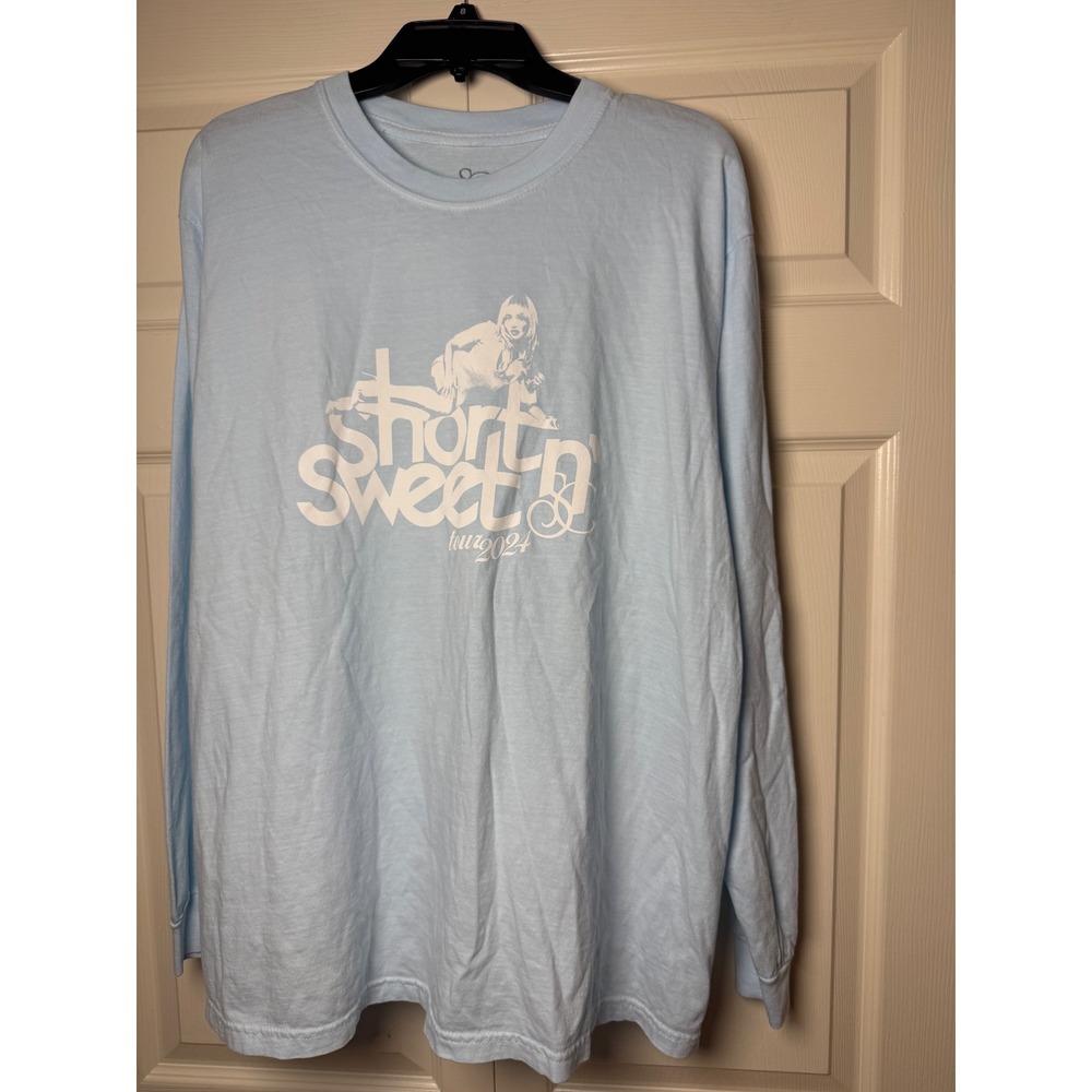 Sabrina Carpenter Short n Sweet Tour 2024 Long Sleeve Shirt Light Blue Large